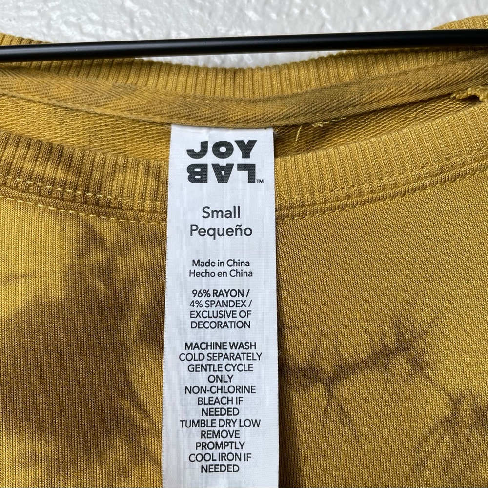 JoyLab Women's Soft Lightweight Sweatshirt Tie Dye Pattern Mustard Yellow - Picture 9 of 12